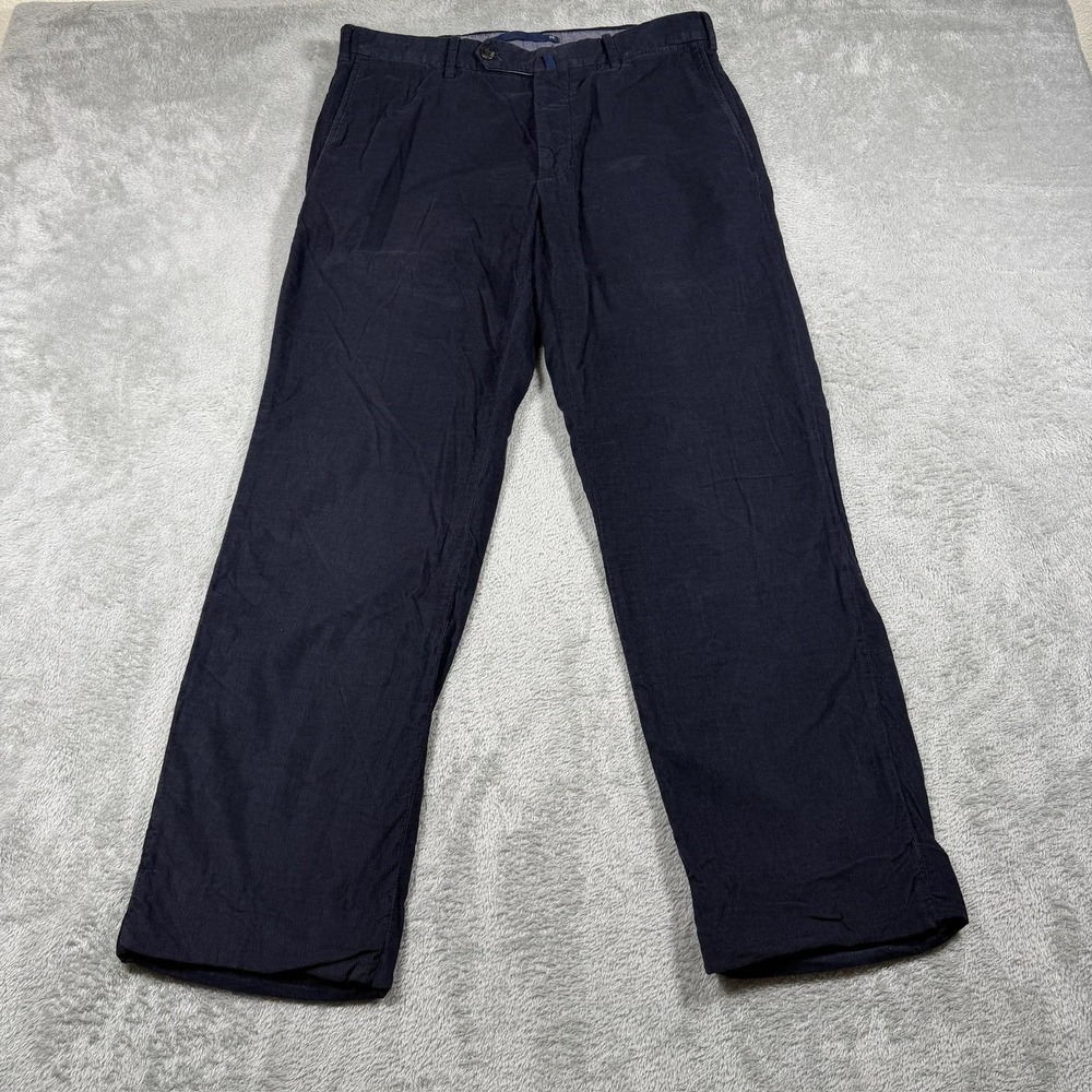 Incotex 1951 Pants Mens 34x28 Blue Corduroy Chino Regular Fit Dress Casual
